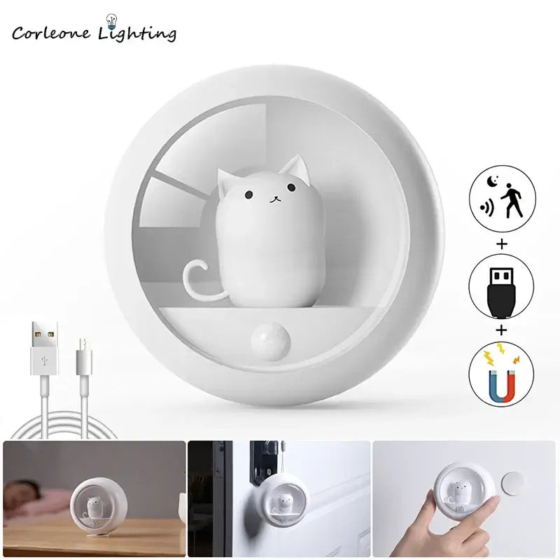 Auto induction LED night light for baby and kids rooms.