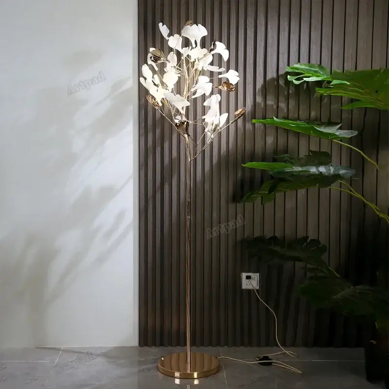 Ginkgo Leaf Standing Lamp for Bedroom Decor